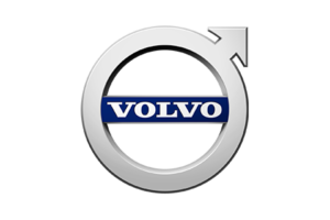 a round white and blue logo with a male symbol