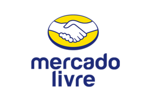 a logo with handshake in a yellow oval with blue text